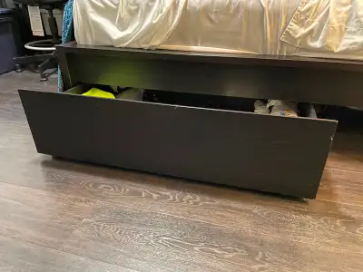 MALM Underbed storage box for high bed, dark brown veneer, View more