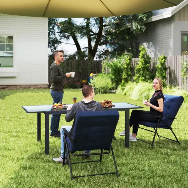 Set of 2 Outdoor Folding Chairs with Adjustable Backrest, Padded in Patio & Garden Furniture in Markham / York Region - Image 2