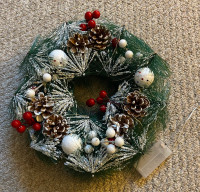 Brand new 12in Christmas Decoration Wreath with lights