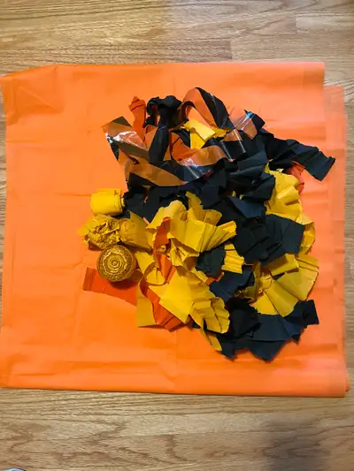 HALLOWEEN Decor- Orange Black Streamers, Plastic Tablecloth, View more
