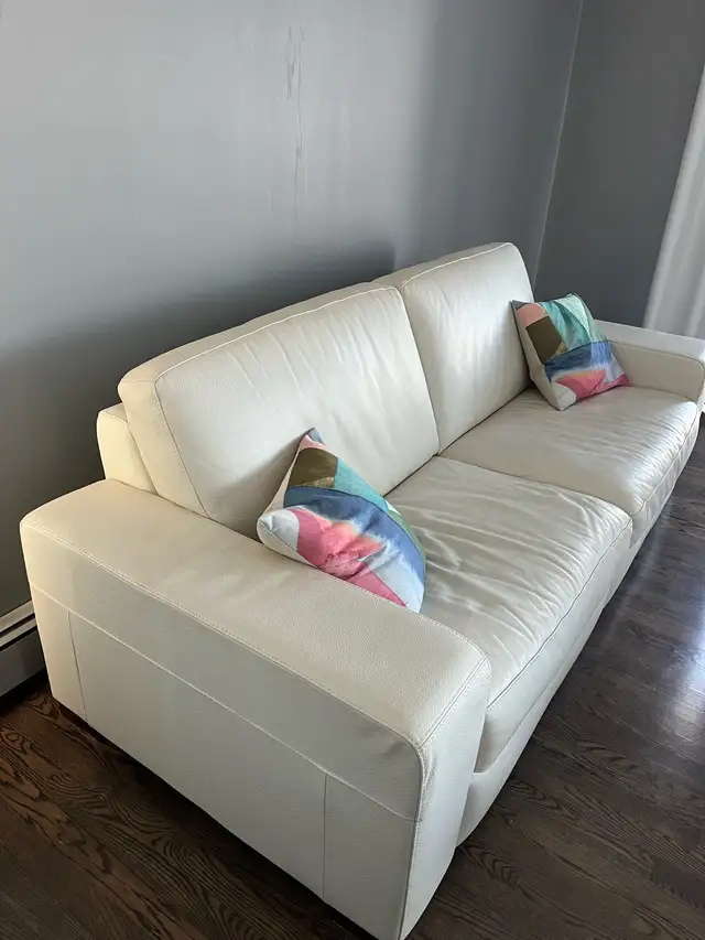 2 Sofas - White Italian Leather in Couches & Futons in Charlottetown - Image 3