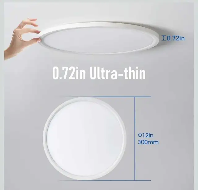 12 Inch 2400LM Dimmable LED Flush Mount Ceiling Light - 24W 3000 in Indoor Lighting & Fans in Markham / York Region - Image 5