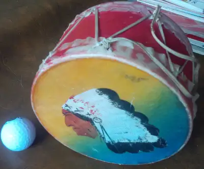 2 Vintage Child's Drums, Native American Themed, View more