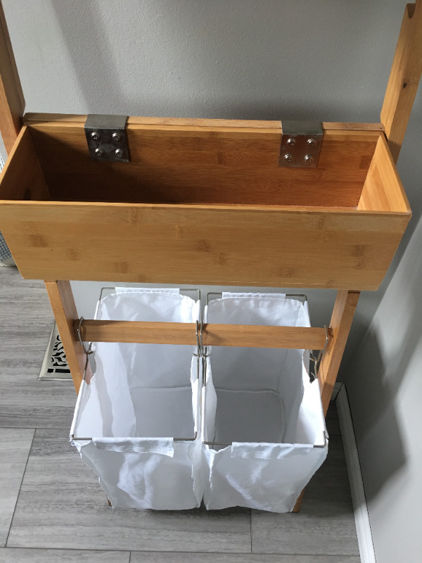 Shelf ladder 2 hanging hampers & adjustable box style shelves Home