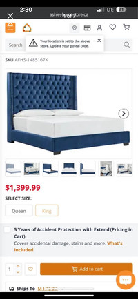 Ashley King bed with mattress and 2 box springs