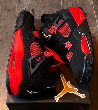 Jordan 4 Retro Red Thunder Black Grade School (GS) Women Brand New In Box Original Everything 100% A...