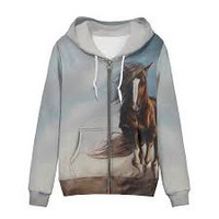 WELLFLYHOM Y2K Hoodie Wild Horse Cardigan Large