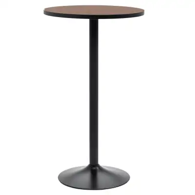 Round Bar Table 42 Inch Height, Industrial High Bistro Table with Metal Base and Elm Wood Top, Bar H...