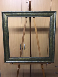 Two non wood green/gold marbled picture frames