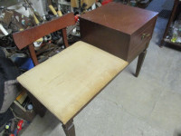 1970s MID CENTURY MODERN ALL WOOD TELEPHONE DESK BENCH SEAT $50