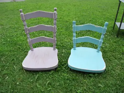 2 VINTAGE WOODEN CHAIR SHELVES-UNIQUE FOLK ART-COLLECTIBLE!, View more