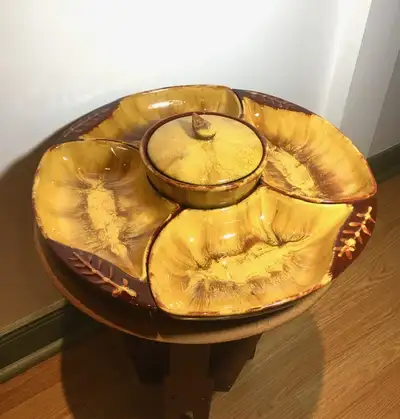 Beautiful Vintage Harvest Gold Blue Mountain Pottery Serving Set, View more