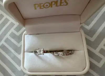 1.01 carat diamond princess cut, 14kt. white gold diamond band, View more