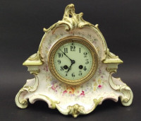 ANTIQUE FRENCH PORCELAIN MANTEL CLOCK