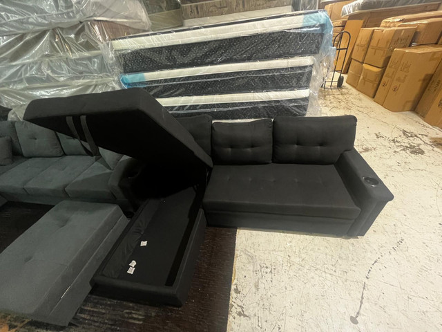Sale Sale New Pullout Bed Sofa available in Grey and Black in Couches & Futons in Barrie - Image 3