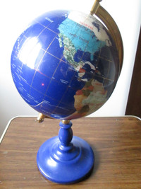 Semi Precious Gemstone Table Top World Globe