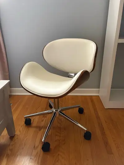 white leather and chrome ergonomic office chair, View more