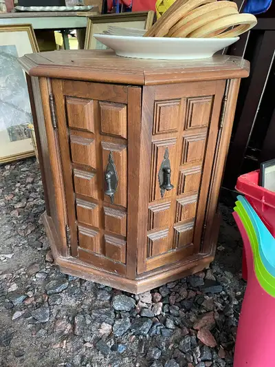 Hexagon End Side Table with storage  Vintage Furniture Decor, View more