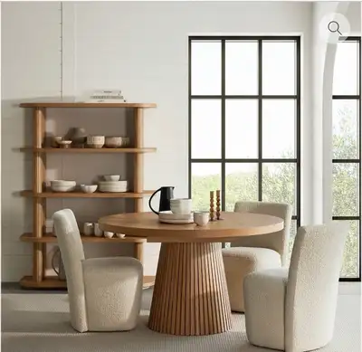 Round extendable dining table, View more
