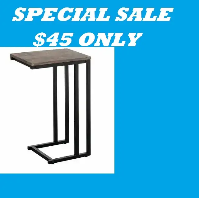SIDE TABLE BLACK METAL WITH RECLAIMED WOOD LOOK TOP... in Other Tables in Oakville / Halton Region - Image 2