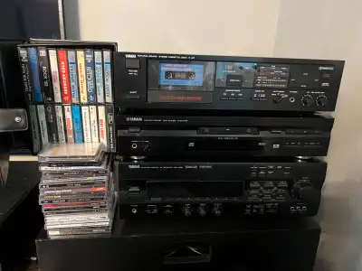 Yamaha Receiver, CD player and cassette tape player, View more