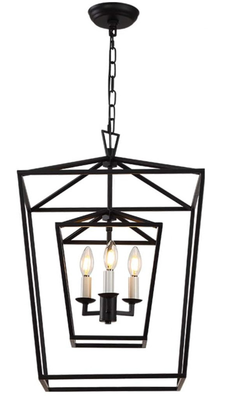 Decomust 17" Lantern Pendant Chandelier (Black) in Indoor Lighting & Fans in Mississauga / Peel Region