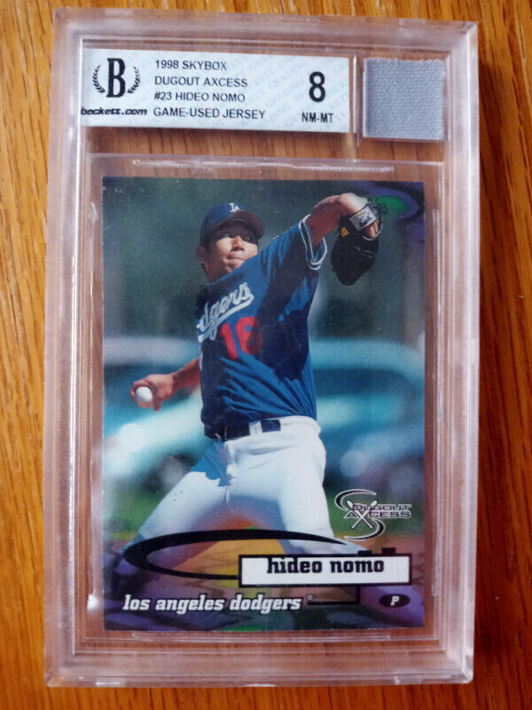 1998 Skybox Dugout Axcess Hideo Nomo #23 BGS 8 Game used jersey in Arts & Collectibles in St. Catharines - Image 2