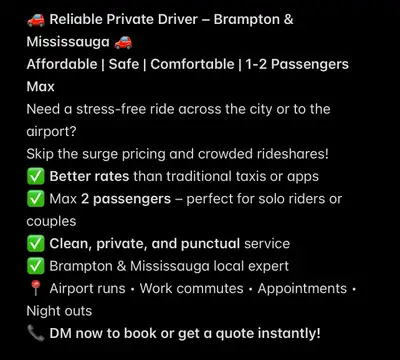 Reliable Private Driver, View more