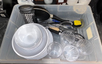 Tote Full of Dishes/Kitchen Items
