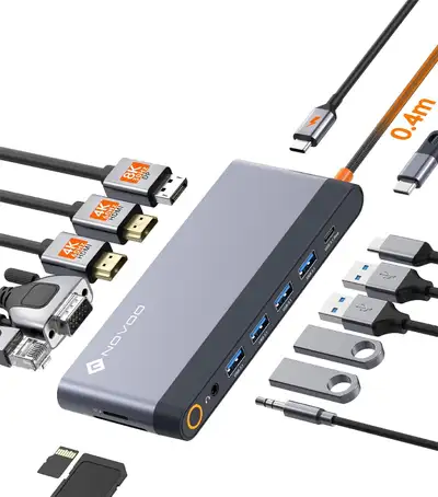 NOVOO USB C Docking Station 4 Monitors 14-in-1 USB C Hub, View more