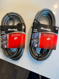 2 NEW- Master Lock Cargo Cable Loop, 15-ft