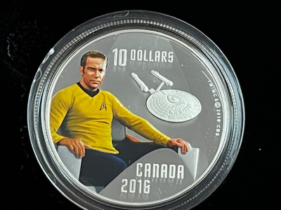 2016 $10 Star Trek™ Crew: Captain Kirk Pure Silver Coloured Coin, View more