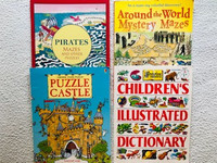 Mazes, Puzzles, Dictionary for about ages 5 to10; 4 for $6