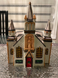 Church Christmas village decor 