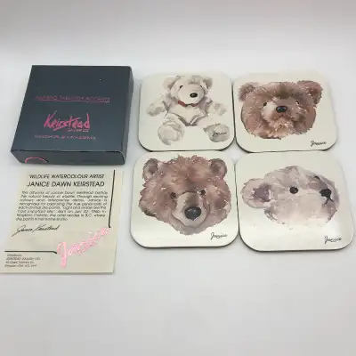 Set of 4 Keirstead Gallery Teddy Bear Drink Coasters, View more