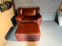 Beautiful Leather Chair and Ottoman