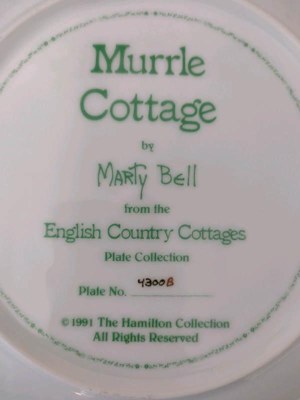 Vintage Murrle  Cottage Marty Bell Collector Plate in Arts & Collectibles in Muskoka - Image 4