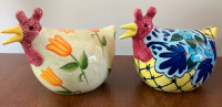 PRICE DROP! 2 Vintage Large CBK Ceramic Roosters Chickens