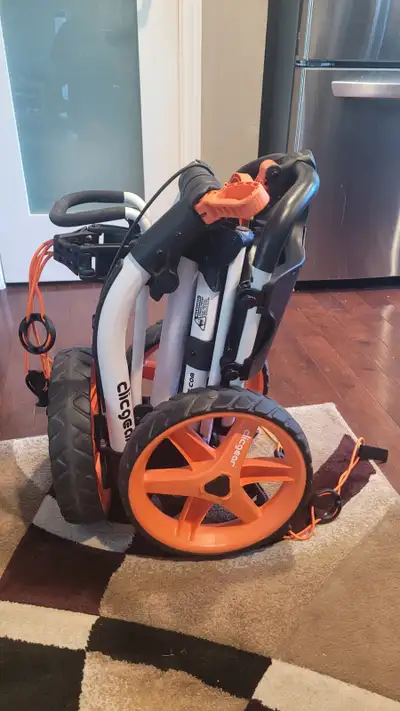 Clicgear white and orange golf cart, View more