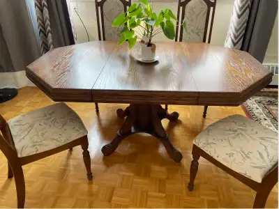 Elegant Solid Wood Dining Set – 4 Chairs + Extendable Table, View more