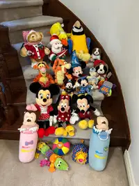 Various Stuffed Animals including Disney
