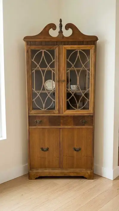 Vintage Solid Wood Corner Cabinet, View more