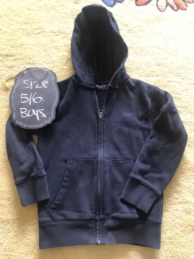 Boys Navy Zip up hoodie - 5/6 - EUC, View more