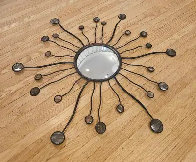 Vintage Sunburst Metal Wall Mirror, View more