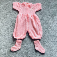 Newborn/ 0-2 Months Knit Outfit with Matching Socks
