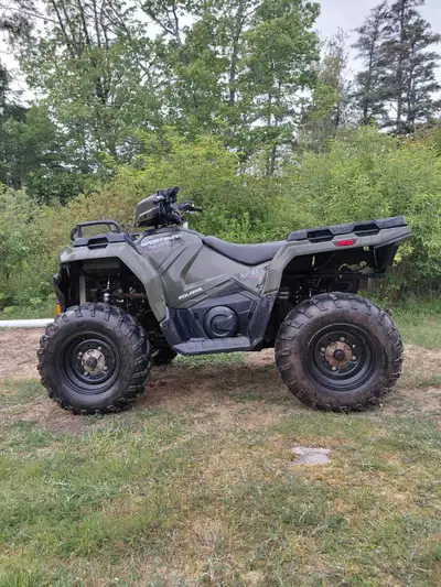 2021 polaris sportsman 450 excellent condition low kms 2314 comes with handy trailer great for garde...
