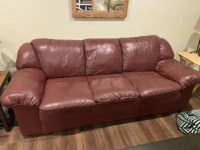 Leather couch and love seat, View more