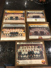 5 VINTAGE PITTSBURGH PENGUINS TEAM PHOTOS 1984 -1988 LEMIEUX