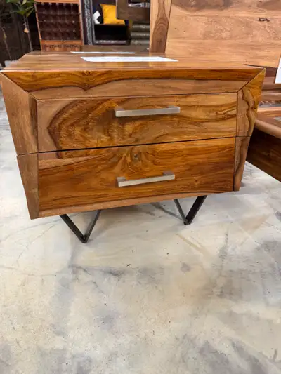 ✅ Tables de nuit en bois de rose massif,2 tables chevet shesham, View more