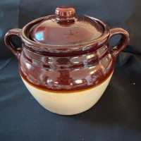 1920s Large Stamped Maple Leaf Monmouth Pottery Bean Pot